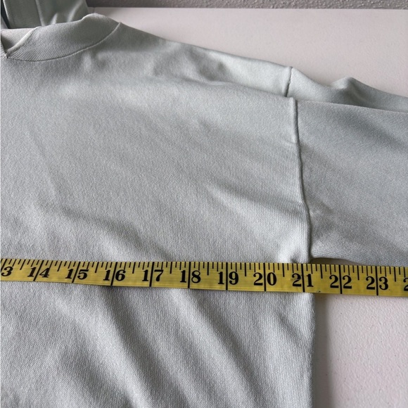 Zara Hooded Sweater Mint Green Size L Pullover Long Sleeve Ribbed Cuffs Stretch - Picture 7 of 8